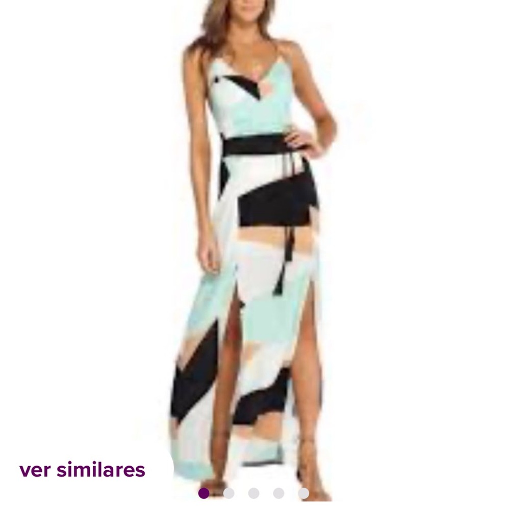 VIX -  Mint Green, Black, and Tan Maxi Dress